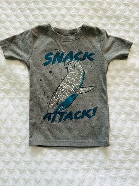 Carter's Grey Shark 'Snack Attack' Tee with Teal Accents